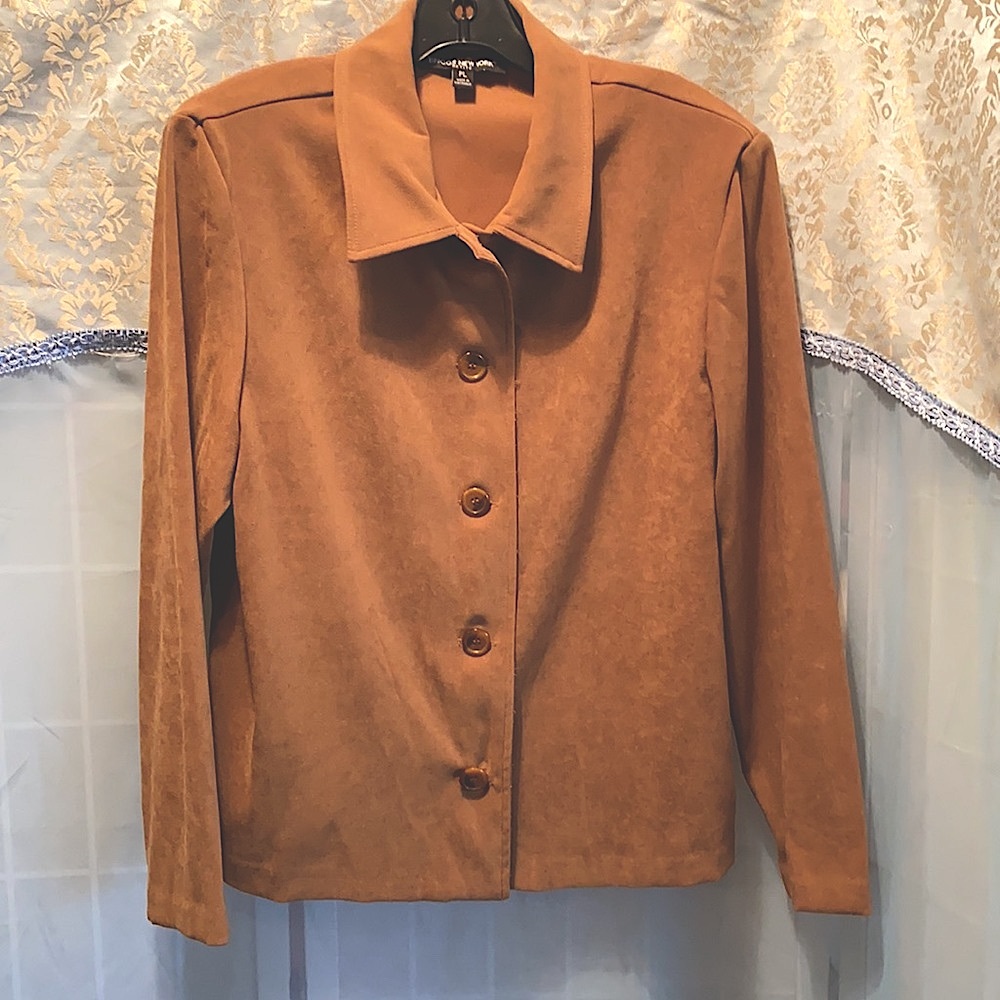 BRIGGS NEW YORK PETITE ULTRA SUEDE RUST JKT SZ PL